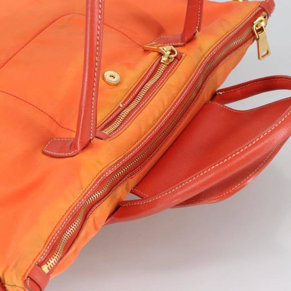 PRADA Hand Bag Nylon Leather 2way Orange Auth 99127 - Picture 7 of 16